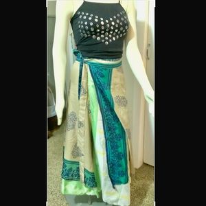 PURE 100% INDIA SILK SARI WRAP SKIRT~HANDMADE